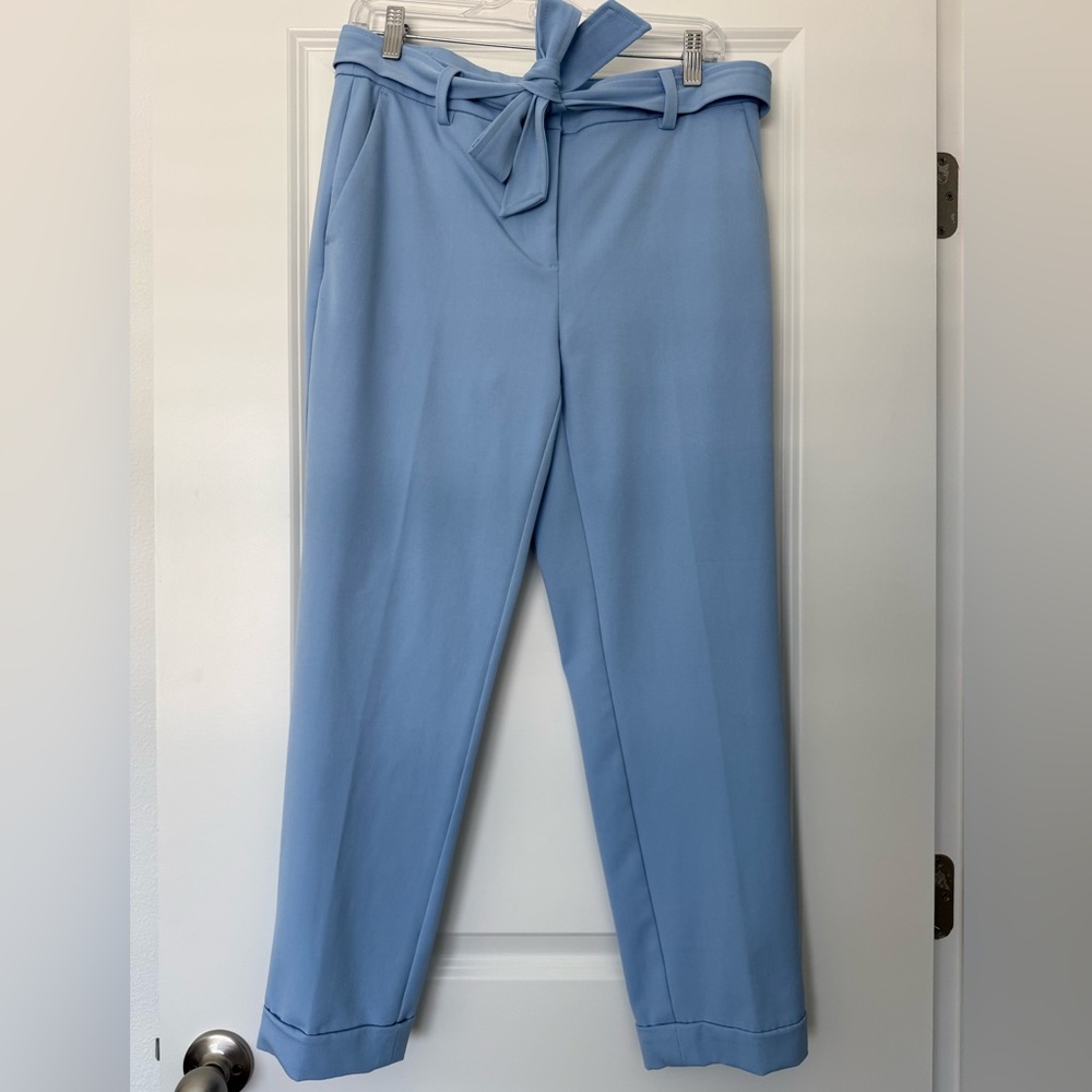 LOFT Sky Blue Tie-Waist Straight Leg Pants